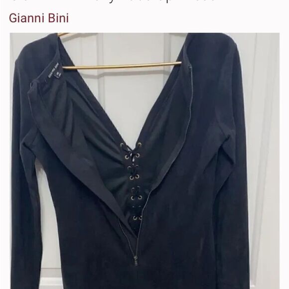 🕷️GIANNI BINI “ROXY” stretchy BLACK LACE-UP MINI DRESS SZ SMALL fits like M-L - Picture 8 of 10